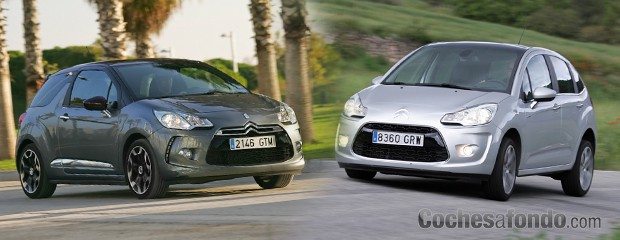 Citroën DS3 vs Citroën C3 © Cochesafondo