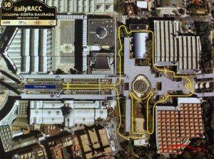 Recorrido del tramo urbano del RallyRACC en Barcelona, alrededor de las fuentes de Montjuic